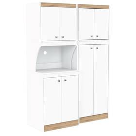 Inval 707036536277 Galley White And Vienes Oak 2-piece Pantry Set White/