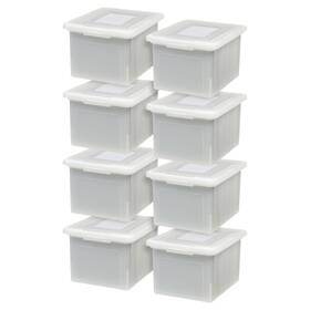 585227 Iris Usa 8 Pack Plastic Organizer With Lids For Letter/legal File 35 Qt Pearl