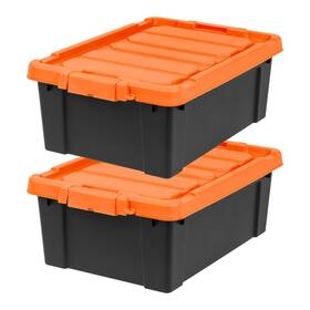 586545 Iris Usa 4 Pack 12 Gal Lockable Storage Bins Stackable Containers Black/orange 586545 Iris Usa 4 Pack 12 Gal Lockable Storage Bins Stackable Containers Black/orange
