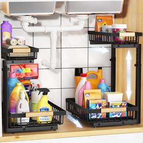 Xsc-2t Irreiw 2 Pack Under Sink Organizer Metal Slide Out Organizers And Storag