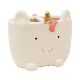 Isaac Jacobs 191631008753 White Ceramic Unicorn Makeup Brush Holder Multi-purpose 2-secti