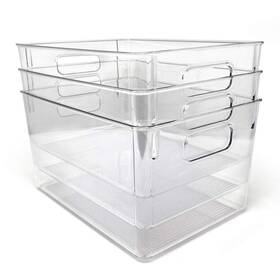 Isaac Jacobs 191631017809 3-pack Large Clear Storage Bins With Handles Plastic Organizer