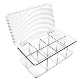Isaac Jacobs 191631021530 Divided Clear Plastic Organizer 10.88 Inch X 6.63 3.75 With Hinge