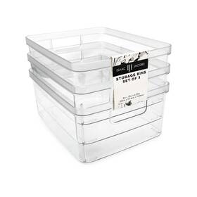 Pb25-m3 Isaac Jacobs 3-pack Medium Clear Storage Bins 8 Inch L X 10 W 4.25&# Pb25-m3 Isaac Jacobs 3-pack Medium Clear Storage Bins 8 Inch L X 10 W 4.25&#