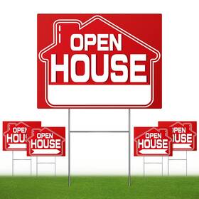 Isiyhcc Ssh-ohs1 Open House Signs 5 Pack 16 Inch X 12 Double-sided Yard Sign With Metal H Stak