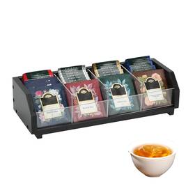 Ismosm 717813478826 Tea Bag Storage Organizer Natural Wood And Clear Acrylic 4-section Chest