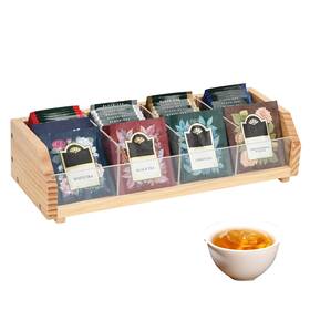 Ismosm 717813478833 Tea Bag Storage Organizer Natural Wood And Clear Acrylic 4-section Chest 1 Ismosm 717813478833 Tea Bag Storage Organizer Natural Wood And Clear Acrylic 4-section Chest 1