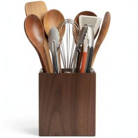Ive Design 199284882966 Walnut Utensil Holder For Kitchen Wood Crock Ive Design 199284882966 Walnut Utensil Holder For Kitchen Wood Crock
