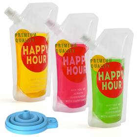 20200722xjd Iziusy 6 Pcs Drink Pouches For Adults Plastic Flask Reusable Disposable Bags W