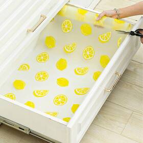 Jacriah 757876220239 Lemon Print Shelf Liner For Kitchen Cabinets - Non-adhesive Drawer Non-slip
