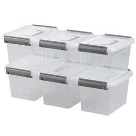 8000-b-6 Jandson 3.5 Quart Small Clear Storage Bin Plastic Latching Box Container Wit
