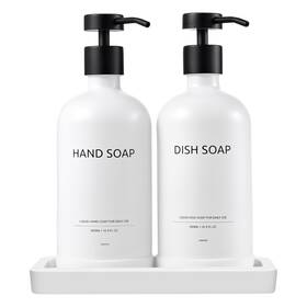 Jx151 Janxin Glass Soap Dispenser Set With Ceramic Tray 16.9 Floz Hand And Dish Disp