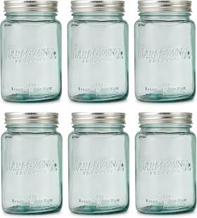 Jarmazing Products 857904008966 Blue Vintage Glass Mason Jars - Six Sea-foam Aqua