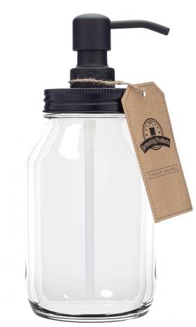 Clear-mj-soap-blk-32 Jarmazing Products Quart-size Mason Jar Soap Dispenser - Black With 32 Ounc