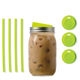 82681 Jarware Green Wide Mouth Drink Lid And Straw Set Of With Straws 82681 Jarware Green Wide Mouth Drink Lid And Straw Set Of With Straws