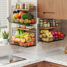 Gl17-jd3-bk Jautokerdar Extra Large Fruit Basket For Kitchen With 3pcs 15.72 Inch 8.66 10.63 Black Gl17-jd3-bk Jautokerdar Extra Large Fruit Basket For Kitchen With 3pcs 15.72 Inch 8.66 10.63 Black