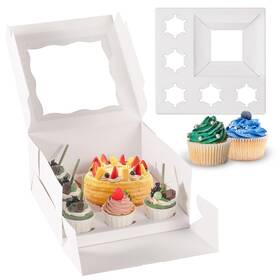 Cupcake-8pcs-paper Jcd 8 Packs 1 5 Cupcake Box Combo With Clear Window Small Cake And Cupcak