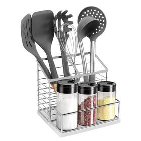 Js-cjsnj-2g-tlj-chrome Jeasor Utensil Holder For Kitchen Counter Metal Rack Salt And Pe