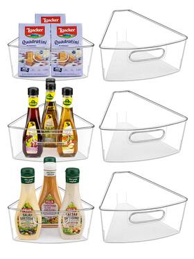 Ls20122806 Jeisslia Lazy Susan Cabinet Organizer Bins For 26 Inch Susan- 6 Pack Clear