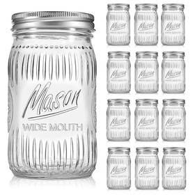 12ge Jeitae 12 Pack 32 Oz Wide Mouth Mason Jars - Heavy Duty Medium 12pack 32oz