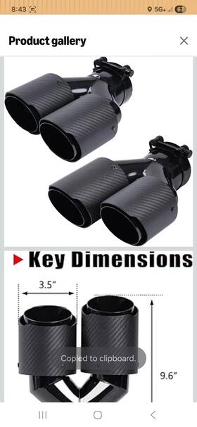 Shuang-liang2.5-3.5 Jiarear Carbon Fiber Dual Exhaust Tips 2.5 Inch Inlet 3.5 Outlet Universal Tailpipe