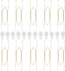 Jin-10inhg-gold Jinzory 10 Pack Invisible Plate Hangers Inch Brass Wall Gold