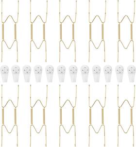 Jin-8inhg-gold Jinzory 10-pack Invisible Wall Plate Hangers 8 Inch Brass Holders Gold