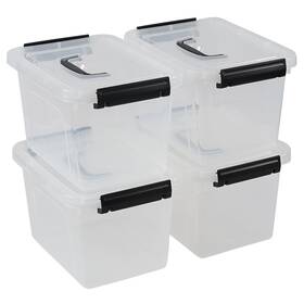 6601-a-c-j-4 Jnktka 6 Quart Clear Organizer Bin With Lid Set Of 4 Plastic Latching Storage Box
