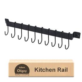 10-hook Joben Oligey 767003050349 Wrought Iron Kitchen Holder Wall-mounted Utensil Rack With Black F Inch