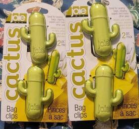 0456 Joie Cactus Chip Bag Clips 4 / 2 Pack Set New In Package Green