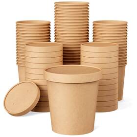 Jolly Party 748250885229 50pack 16oz Paper Soup Containers With Lids Disposable Foo