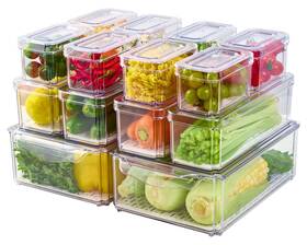 Jk-bxsnh-2 Jollypack 14 Pack Fridge Organizers Refrigerator Organizer Bins With Lids Bpa Free St