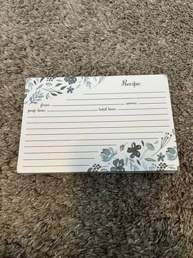 Jot & Mark 810035670303 Floral Recipe Cards 4x6 Double Sided Thick Cardstock 50 Count Indigo