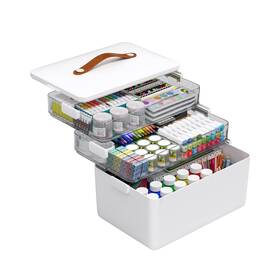 Jbs-yx-sj03 Joybos 19.7 Quart Plastic Storage Box With Removable Tray Durable Craft Organ
