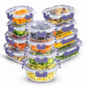 Joyjolt 810071426049 Joyful 24 Piece Glass Food Storage Containers Set With Purple Joyjolt 810071426049 Joyful 24 Piece Glass Food Storage Containers Set With Purple