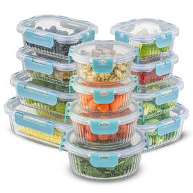 Joyjolt 810071427817 24-piece Fluted Glass Food Storage Container Set