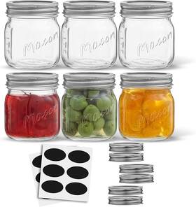 Jw10539 Joyjolt 8 Oz Mason Jars With Lids Labels And Measures 6-pack Mp259