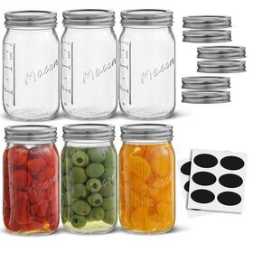 Jw10541 Joyjolt 16 Oz Mason Jars With Lids Labels And Measures 6-pack Regular Mouth J