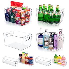 Petbox001 Joymeezo 751390196520 Clear Plastic Storage Bins-8 Pcs Pantry Organizers And Containers Wit