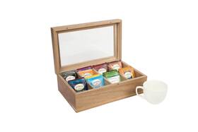 Jst Essentials 860011833505 Wood Box Jewelry Tea Bag Organizer With Lid Acacia Storage Clear Acrylic
