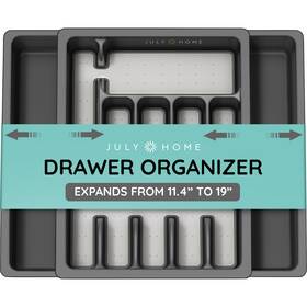 July Home 850022045301 Expandable Kitchen Drawer Organizer - Convenient Plastic Flatware Orga July Home 850022045301 Expandable Kitchen Drawer Organizer - Convenient Plastic Flatware Orga