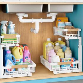 Jusdyrack 634413000618 2 Packs Under Sink Organizer Small Shelf For Narrow Spaces Tiers Pull Out U Jusdyrack 634413000618 2 Packs Under Sink Organizer Small Shelf For Narrow Spaces Tiers Pull Out U