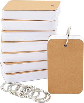 Juvale 843128118802 8 Pack Blank Flash Cards With Rings For Studying Standard White