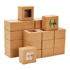Juvale 843128176604 Cookie Boxes With Window - 50 Pack 4 X 2.5 In Brown Cardboard P
