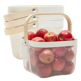 Lj-lfxhp-072721-02-1 Juvale Square Metal Mesh Fruit Basket With Wooden Handle For Kitchen White