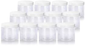Juvc16w12 Juvitus 16 Oz Clear Large Pet Plastic Refillable Jar With White Lids 12 Pack