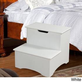 K&b 802319003310 Wooden Stool For Adults And Kids With Storage White