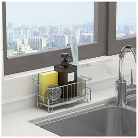 Kaileyouxiangongsi 722687280918 Kitchen Sink Caddy Organizer Sponge Holder With Drain Pan 304 Stainless Ste