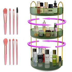 Kairamu 768420480764 360 Rotating Makeup Organizer For Vanity 3 Tier Tiered Spinning Bathroom Ki