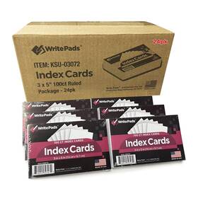 Ksu-03072-24 Kaisa Lined Index Card 3 Inch X5 Cards Flashcards 2400 White 24pk